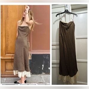 Antonio Melani x Courtney Grow Bond Gingham Flutter Hem Midi Slip Dress size 4